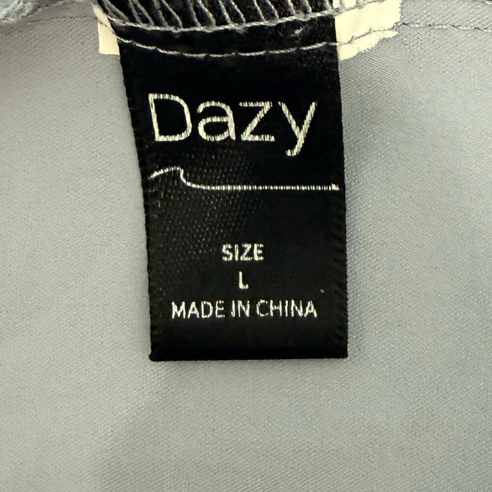 DAZY Periwinkle Blue Drop Shoulder Button Down Long Sleeve Shirt Blouse size L - Picture 3 of 7